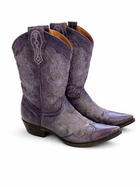 OLD GRINGO PURPLE SNIP TOE EMBROIDERED SHORT BOOTS SIZE 7